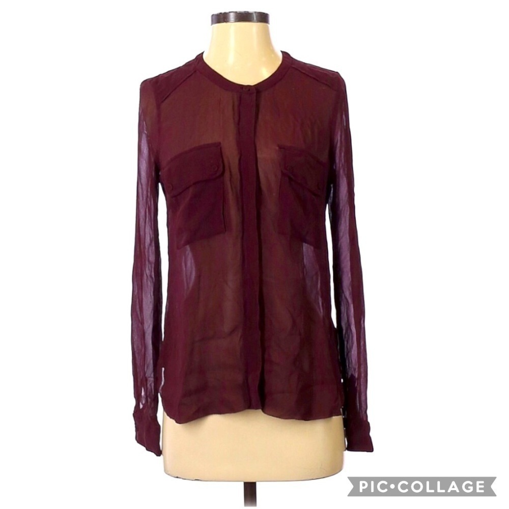 Wilfred Silk Sheer Long Sleeve Career Work Blouse